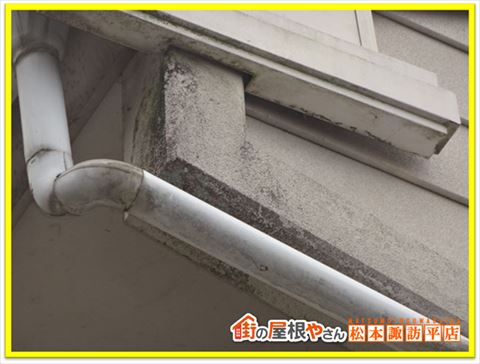 下諏訪町スレート屋根現調　北側外壁カビ